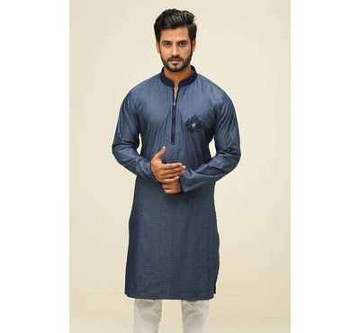 Light Blue Fashionable Cotton Panjabi For Men