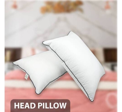 Premium Quality Fiber Head Pillow- High Loft- White & Black (18"x28")