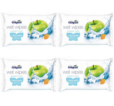 Ultra ComPact Wet Wipes 15pcs Crispy Apple Flavour 4 Pack Combo