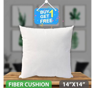 Standard Fiber Cushion, Tissue Fabric, White (14″x14″)_Buy 1 Get 1 Free, 77219