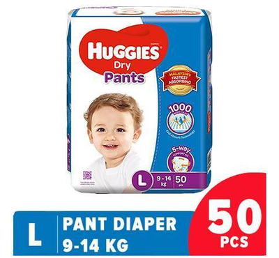 Huggies Dry Pant Diaper Large (L)-50 Pcs (9-14 KG)