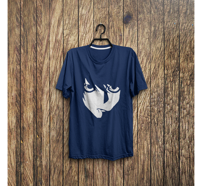 Short Sleeve Printed Blue T-Shirt for Man