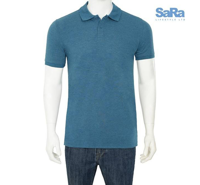 SaRa Mens Polo Shirt Blue Melange