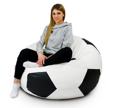 Football Bean Bag Chair_XXl_White & Black Combined