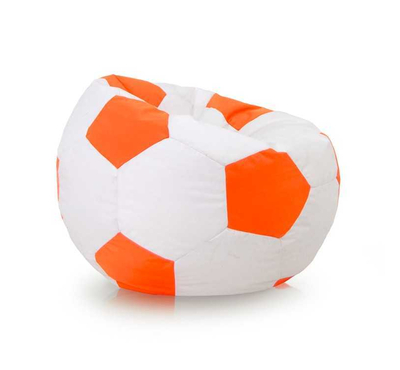 Football Bean Bag Chair_Xl_White & Orange Combined