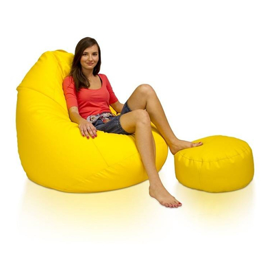 Super Comfortable Lazy Sofa_XXXL Pear Shape_Yellow with Footrest
