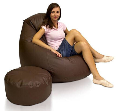 Super Comfortable Lazy Sofa_XXXL Pear Shape_Chocolet with Footrest