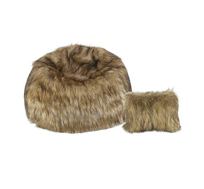 Super Comfortable Faux Fur Bean Bag Chair_Extra Large_Lion Fur with Pillow