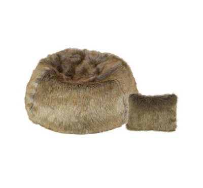 Super Comfortable Faux Fur Bean Bag Chair_Extra Large_Fox Fur with Pillow