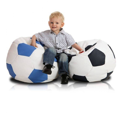 Football Bean Bag Chair For Kids_Medium_Combo_White & Sky Blue, White & Black