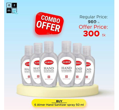 Almer Hand Sanitizer Combo Offer (50ml*6 Pcs)
