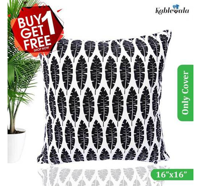 Cushion Cover, Black & White, (16x16), Buy 1 Get 1 Free_77058