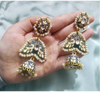 Golden Ash Beads Jhumka