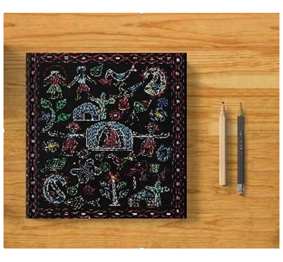 Black Color Banglar Mela Handmade Nakshi with Screen Print Notebook - 8x6