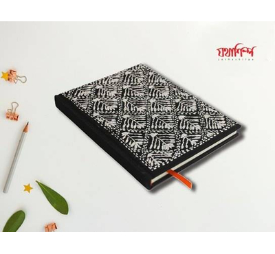 Black & White Cactus Handmade Nakshi Notebook- 8x6