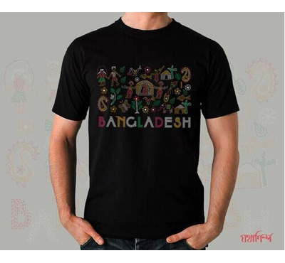 Black Color Banglar Mela t-shirt For Men's