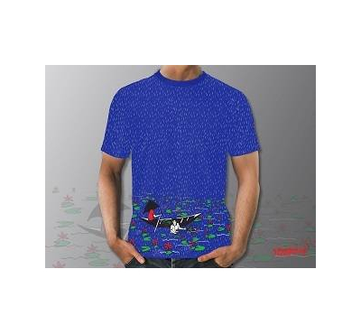 Blue Color Rimjhim Brishti Full Cotton T-Shirt For Men- (Bangladesh)