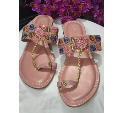 Indian Kolapuri Sandal For Ladies-Pink