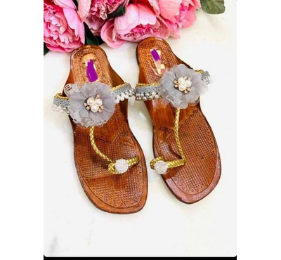 Indian Kolapuri Sandal For Ladies-Ash