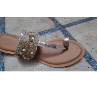 Indian Kolapuri Sandal For Ladies-Gray