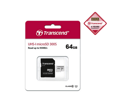 Transcend 64GB USD300S-A UHS-I U3A1 MicroSD Card With Adapter