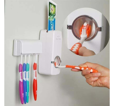 Automatic Toothpaste Dispenser with Brush Holder Set