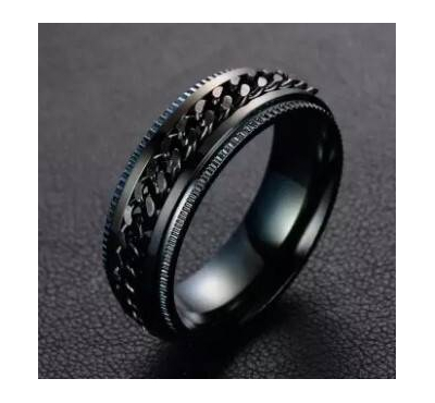 Chimes Tough Dude Black Chain Stainless Steel Ring for Men and Boys