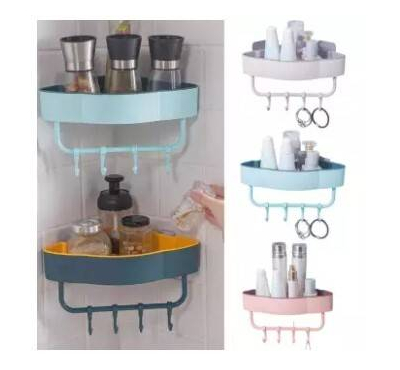 Bathroom Shelf Corner With Hanger - Multicolor
