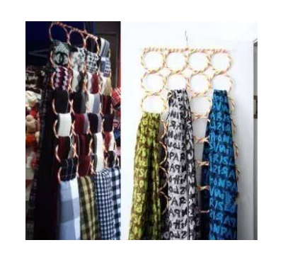 28 Ring Round Folding Rope Dupatta Belt Shawl Tie Scarf Hanger- Multicolor