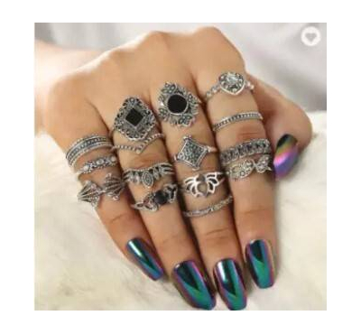 Dorical 15 Pieces Bohemian Vintage Silver Stack Rings