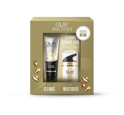 Olay Total Effect Day Cream (Spf 15) 50g & Cleanser Pack For Anti Ageing- 100g
