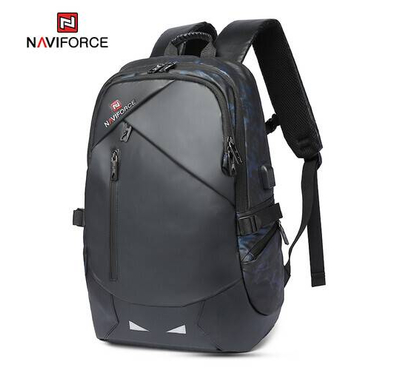 NAVIFORCE B6807 Quality Nylon Waterproof Travel Backpacks Fashion Multifunction Large Capacity and USB - CF Blue