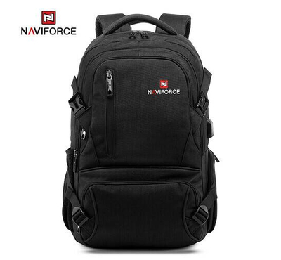 NAVIFORCE B6806 Fashion Business Backpacks Men Style High Quality PU Waterproof Travel Bag - Black