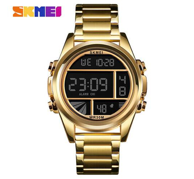 SKMEI 1448 Golden Stainless Steel Digital Watch For Men - Golden
