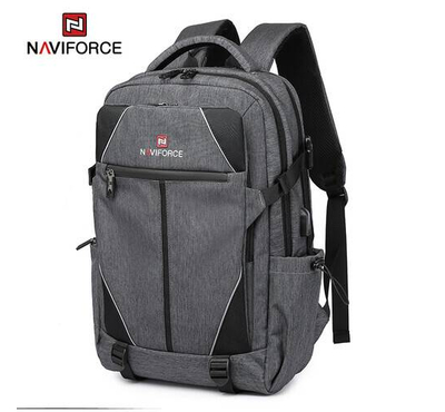 NAVIFORCE B6808 Fashion Casual Men's Backpacks Large Capacity Business Travel USB Charging Bag - Gray
