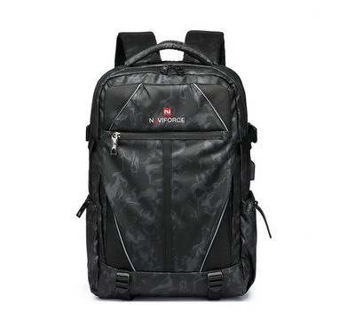 NAVIFORCE B6808 Fashion Casual Men's Backpacks Large Capacity Business Travel USB Charging Bag - CF Gray