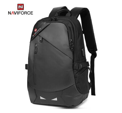 NAVIFORCE B6807 Quality Nylon Waterproof Travel Backpacks Fashion Multifunction Large Capacity and USB - Black