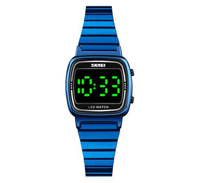 SKMEI 1543 Royal Blue Stainless Steel LED Digital Watch For Women - Royal Blue