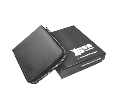 Black Zippered Bi-Fold Slim Wallet SB-W55