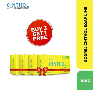 Godrej Cinthol Lime Refreshing Deo Soap 100 gm (Buy 3 Get 1 Free)