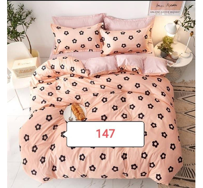 Baby Pink Cotton Bed Cover With Comforter