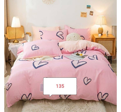 Pink Love Cotton Bed Cover