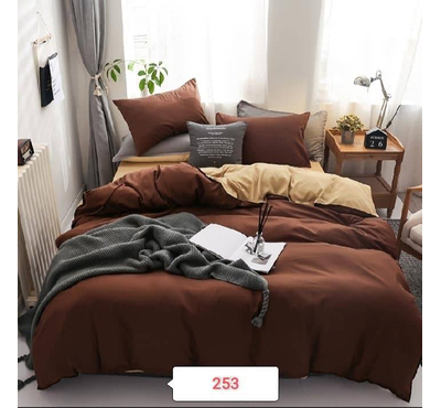 Brown Cotton Bed Cover With Comforter