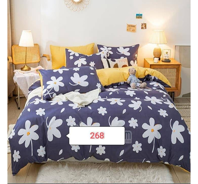 Navy Blue Cotton Bed Cover