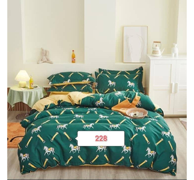 Green Horse Cotton Bed Cover With Comforter