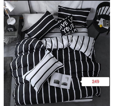 Black and White Cotton Bed Cover With Comforter