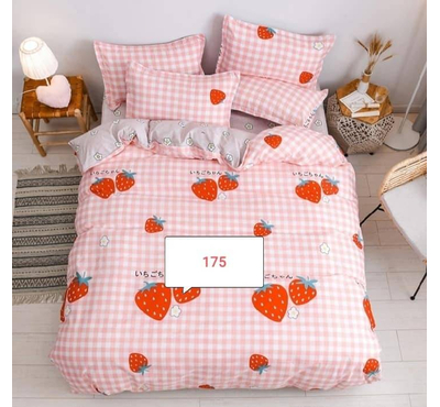 Pink Strawberry Cotton Bed Cover Cotton Bed Cover