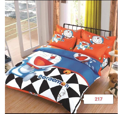 Doraemon Blackwhite Cotton Bed Cover With Comforter