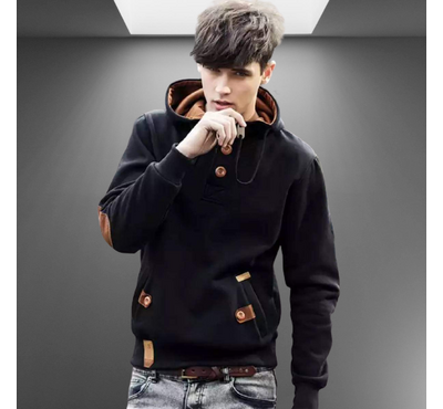 Black Cotton Long Sleeve Hip Hop Casual Winter Hoodie Collection