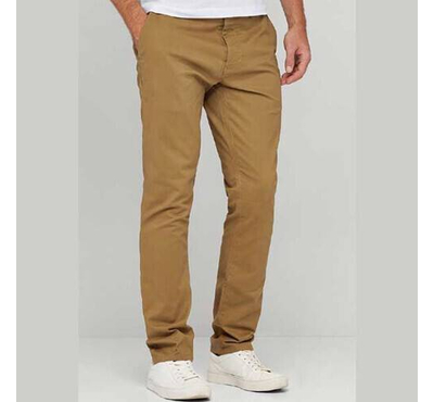 NZ-3107Slim-Fit Chino Gabardine Pants - Khaki, Size: 30